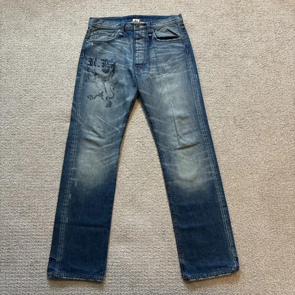 Polo Ralph Lauren Patch Rugby Denim University Relaxed Jeans Men Sz 32/32